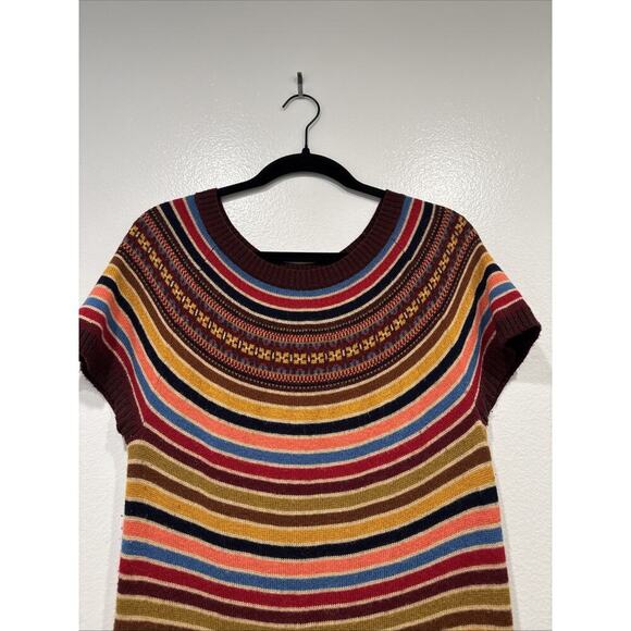 Tommy Hilfiger Fair Isle Wool Alpaca Striped Knit Dress Women’s Size Large Boho - Picture 2 of 8